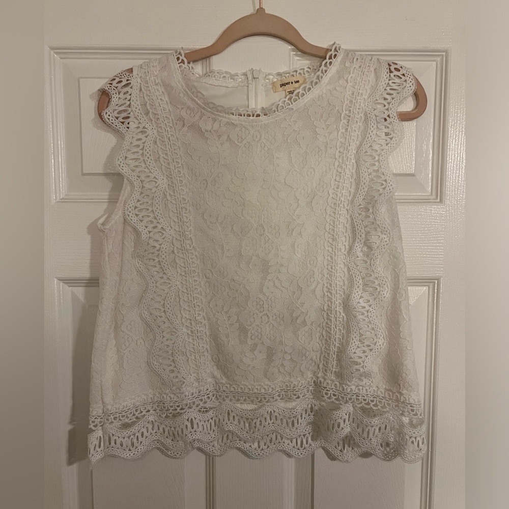 White Lace Sleeveless Top